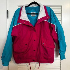 80s 90s Pink Blue Ski Jacket Women's Size Medium